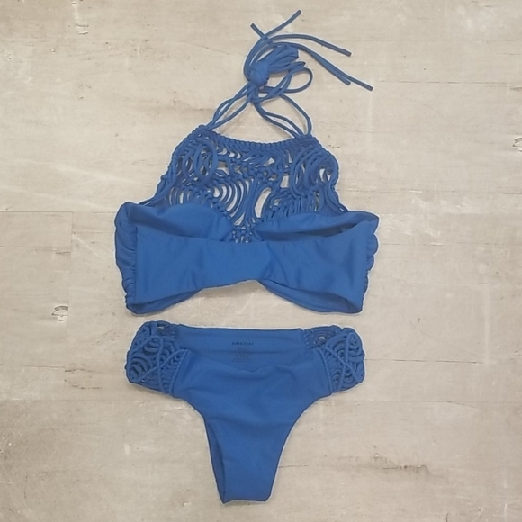 💕MIKOH💕 Macrame Bikini ~ Waimea Woven Halter Top XL & Cayman Bottoms M NWT - Picture 11 of 16